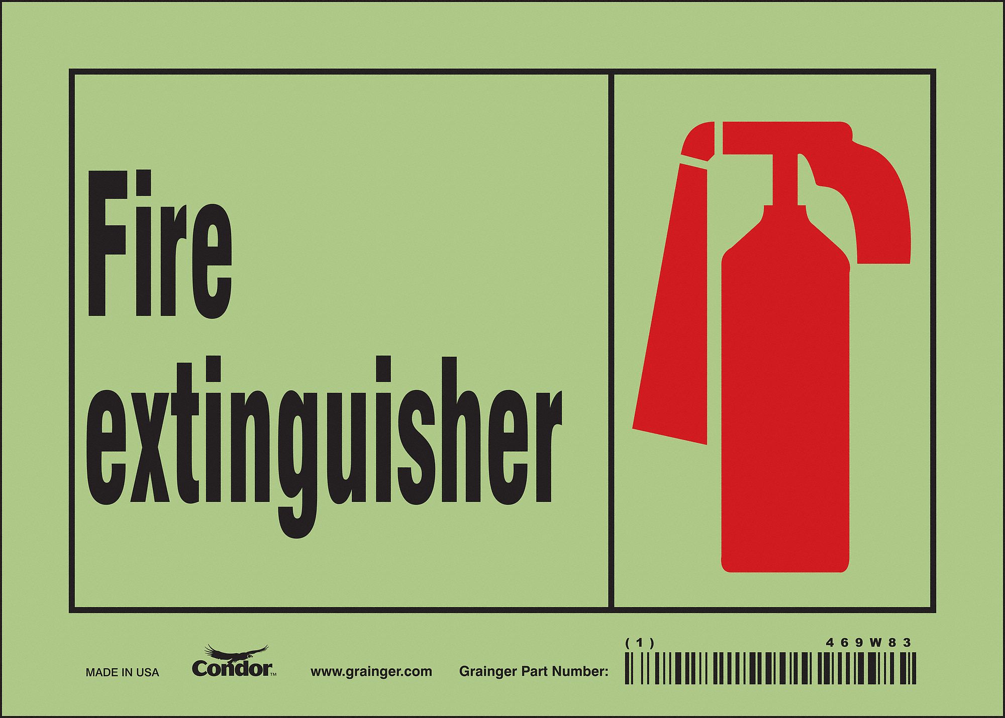 Safety Sign: Glow Vinyl, Adhesive Sign Mounting, 5 in x 7 in Nominal Sign Size, Not Retroreflective