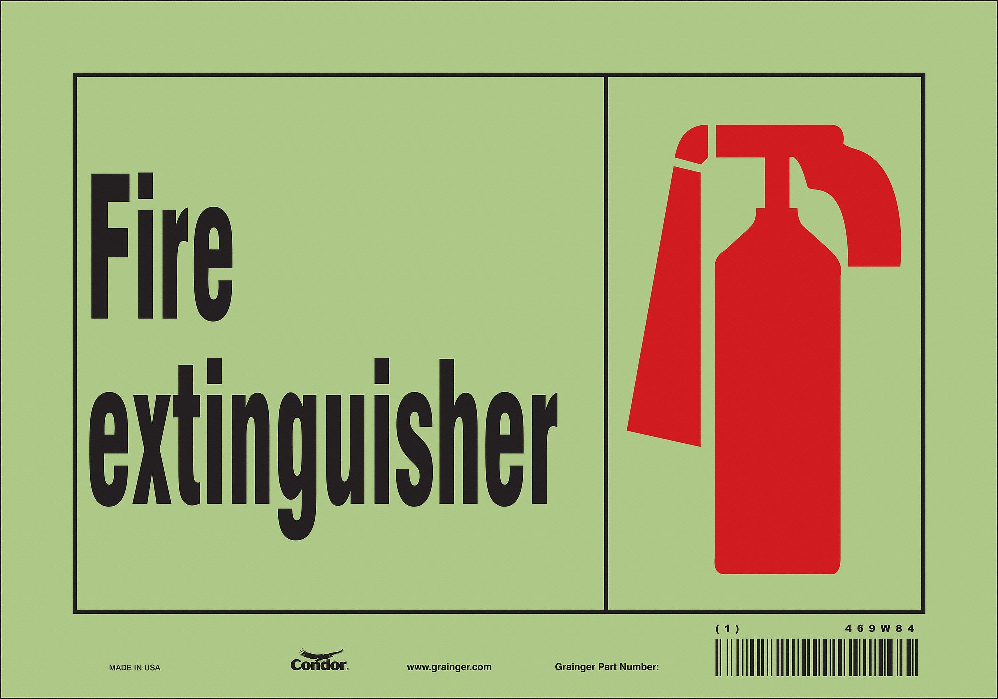 Safety Sign: Glow Vinyl, Adhesive Sign Mounting, 7 in x 10 in Nominal Sign Size, Not Retroreflective