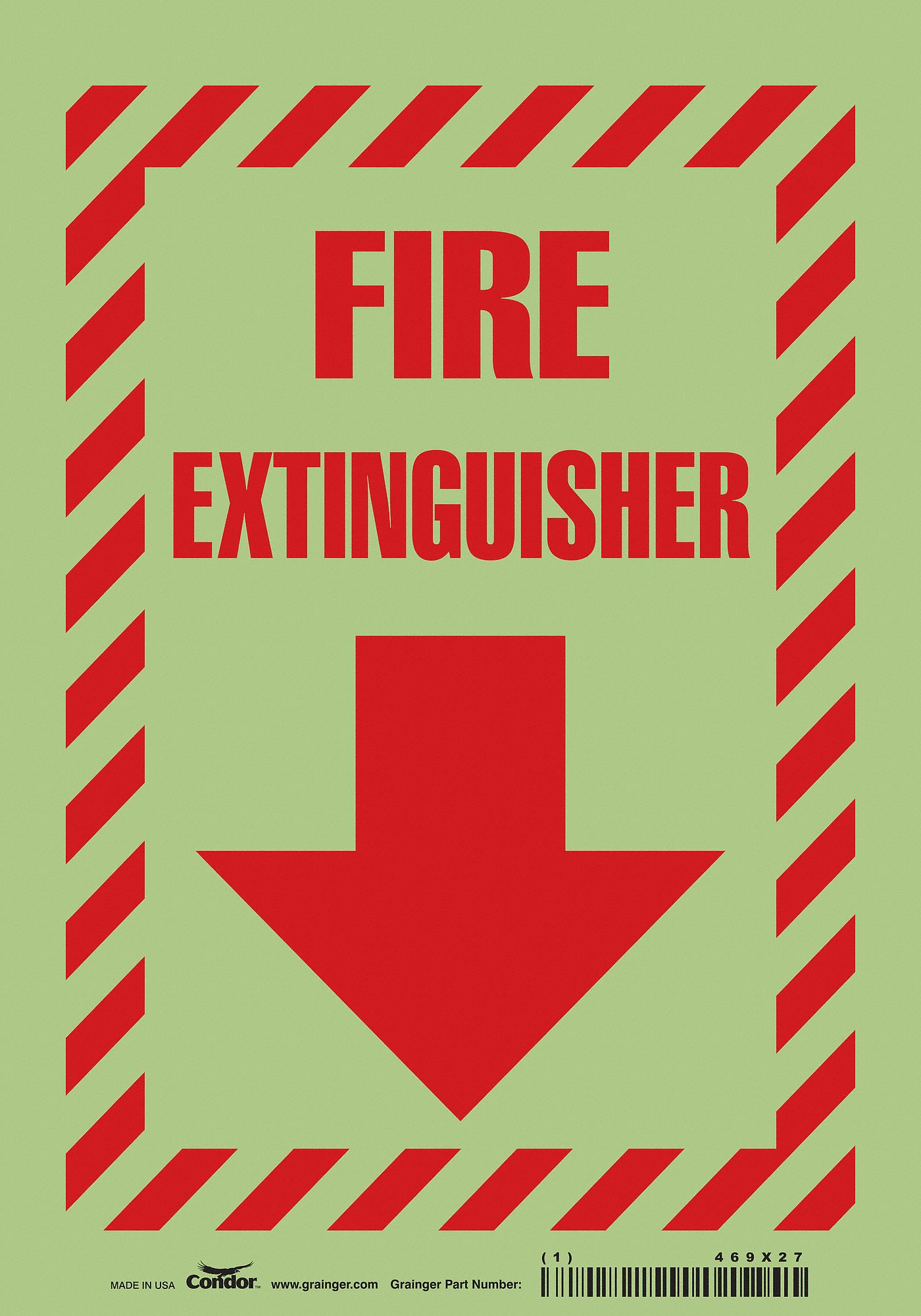 Safety Sign: Glow Vinyl, Adhesive Sign Mounting, 10 in x 7 in Nominal Sign Size, Not Retroreflective