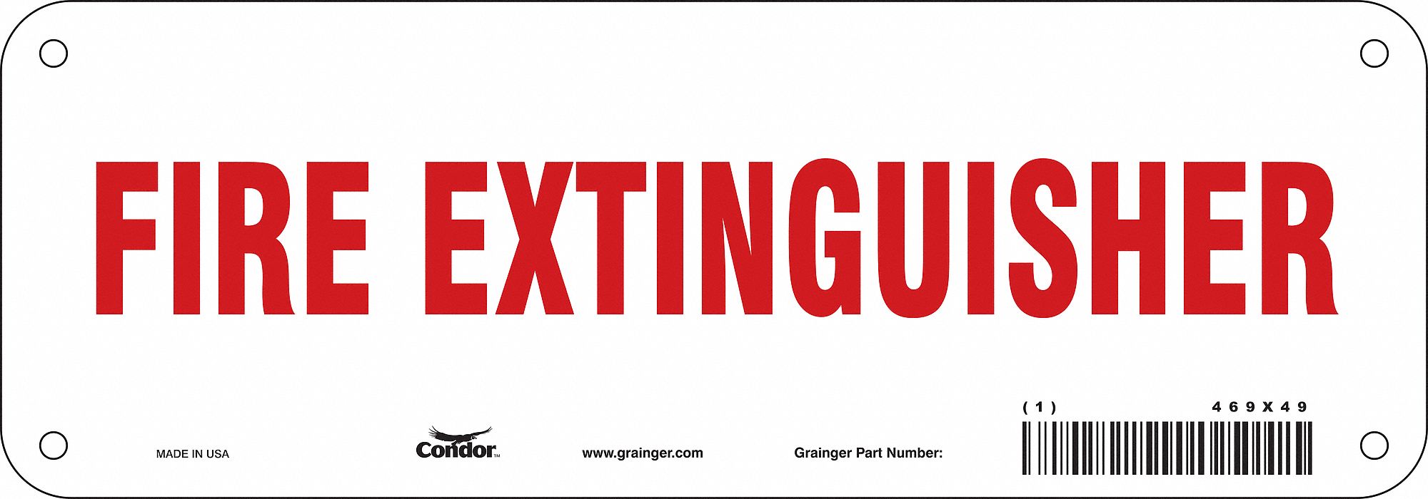 Safety Sign, 3 1/2 in x 10 in, Aluminum