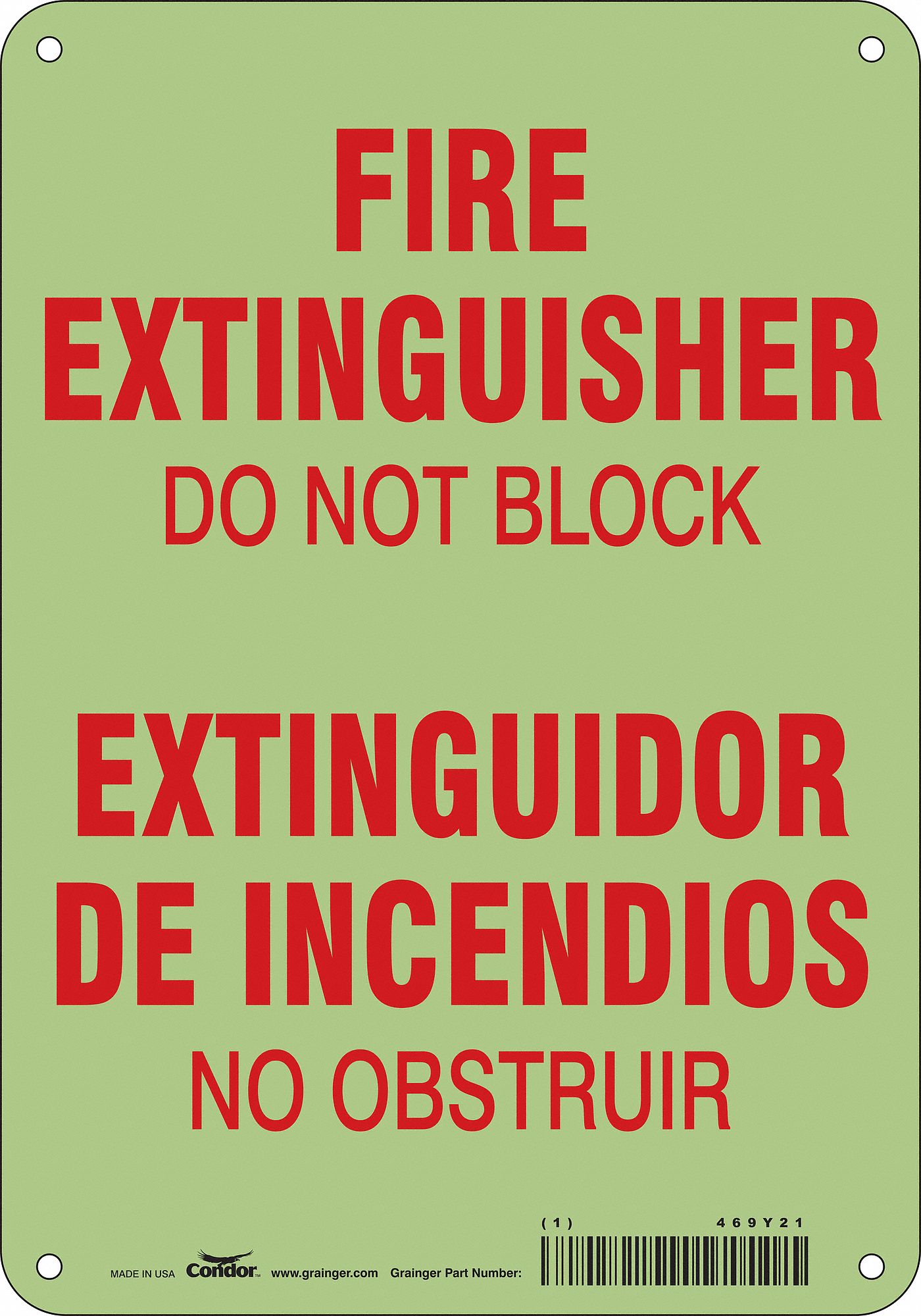 Safety Sign: Polyethylene, Mounting Holes Sign Mounting, 10 in x 7 in Nominal Sign Size