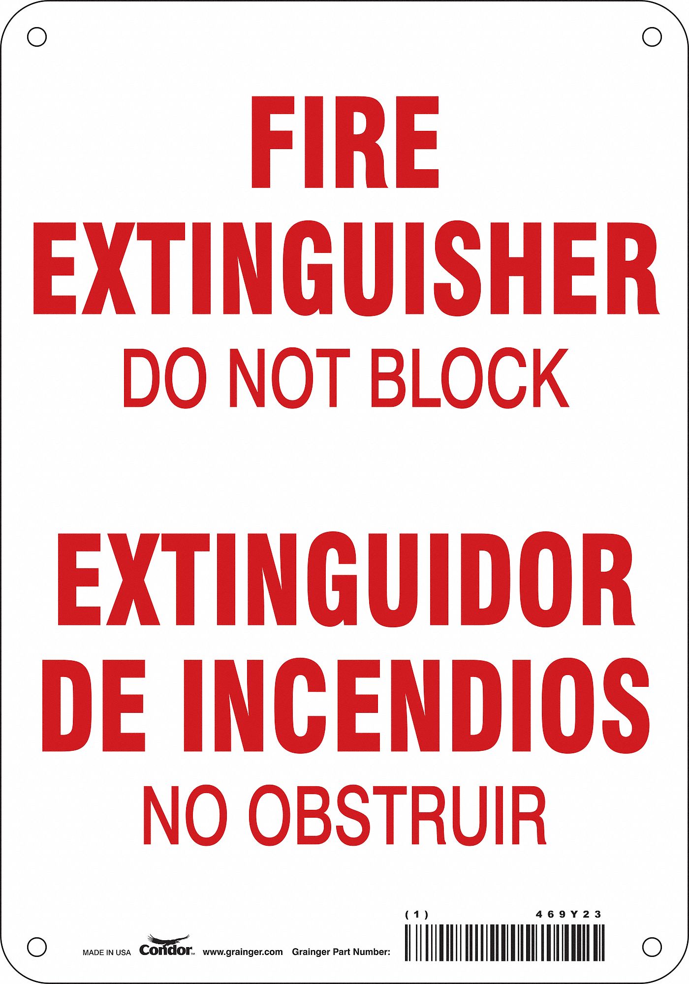 Safety Sign: Polyethylene, Mounting Holes Sign Mounting, 10 in x 7 in Nominal Sign Size