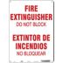 Fire Extinguisher Do Not Block/Extintor De Incendios No Bloquear Signs