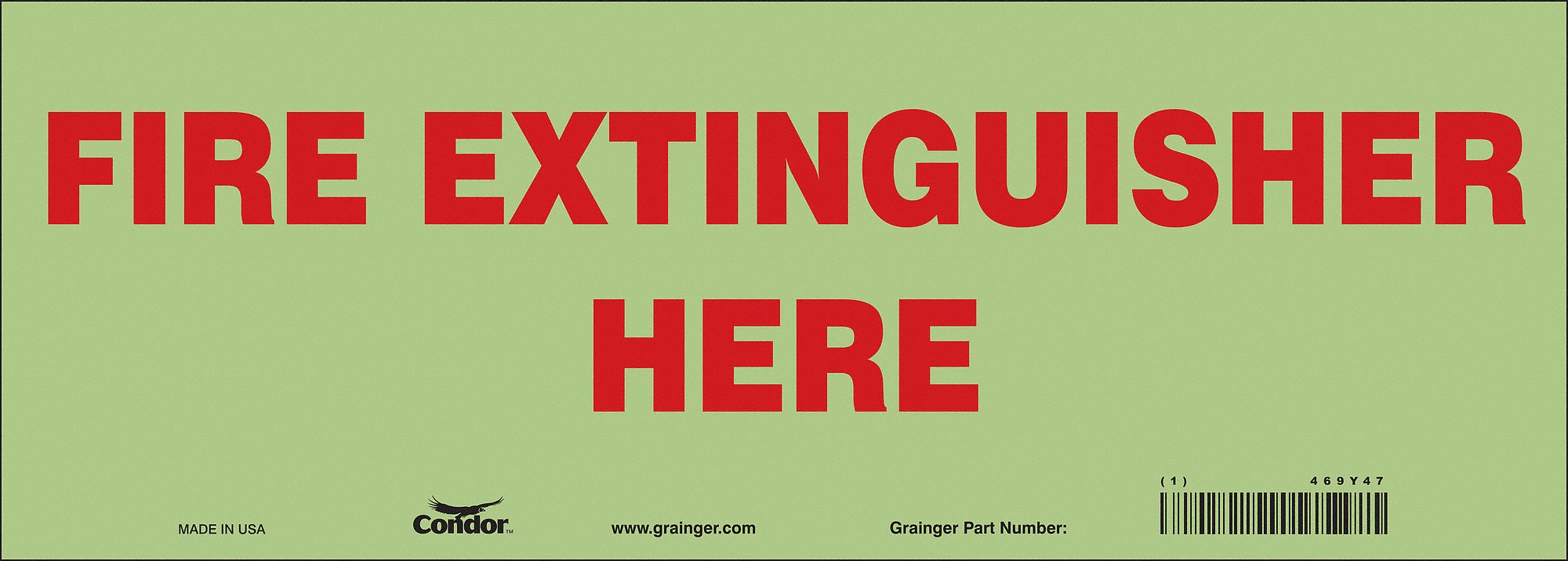 Safety Sign, 5 in x 14 in, Glow Vinyl