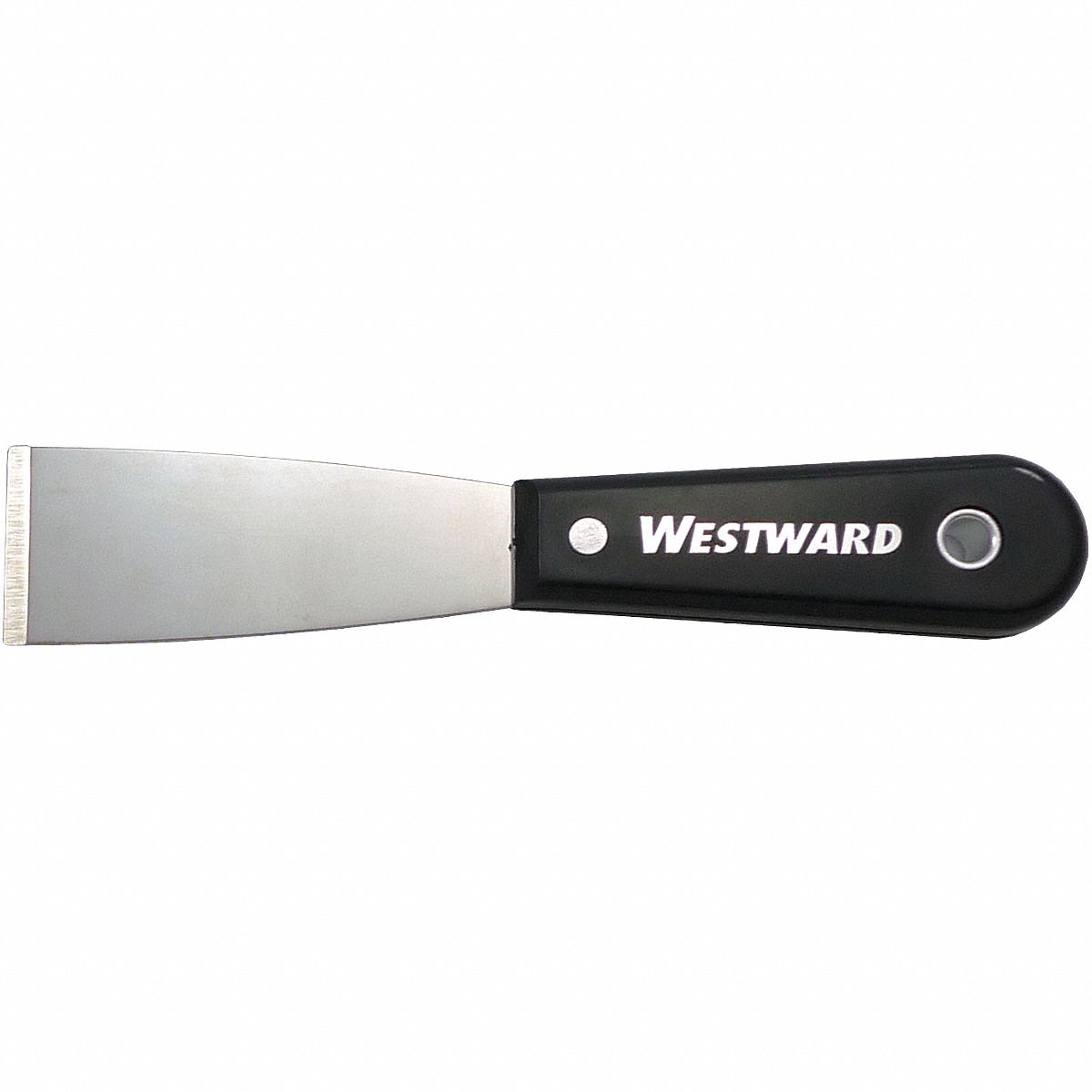 WESTWARD Stiff Putty Knife with 1 1/2 in Stainless Steel Blade, Black