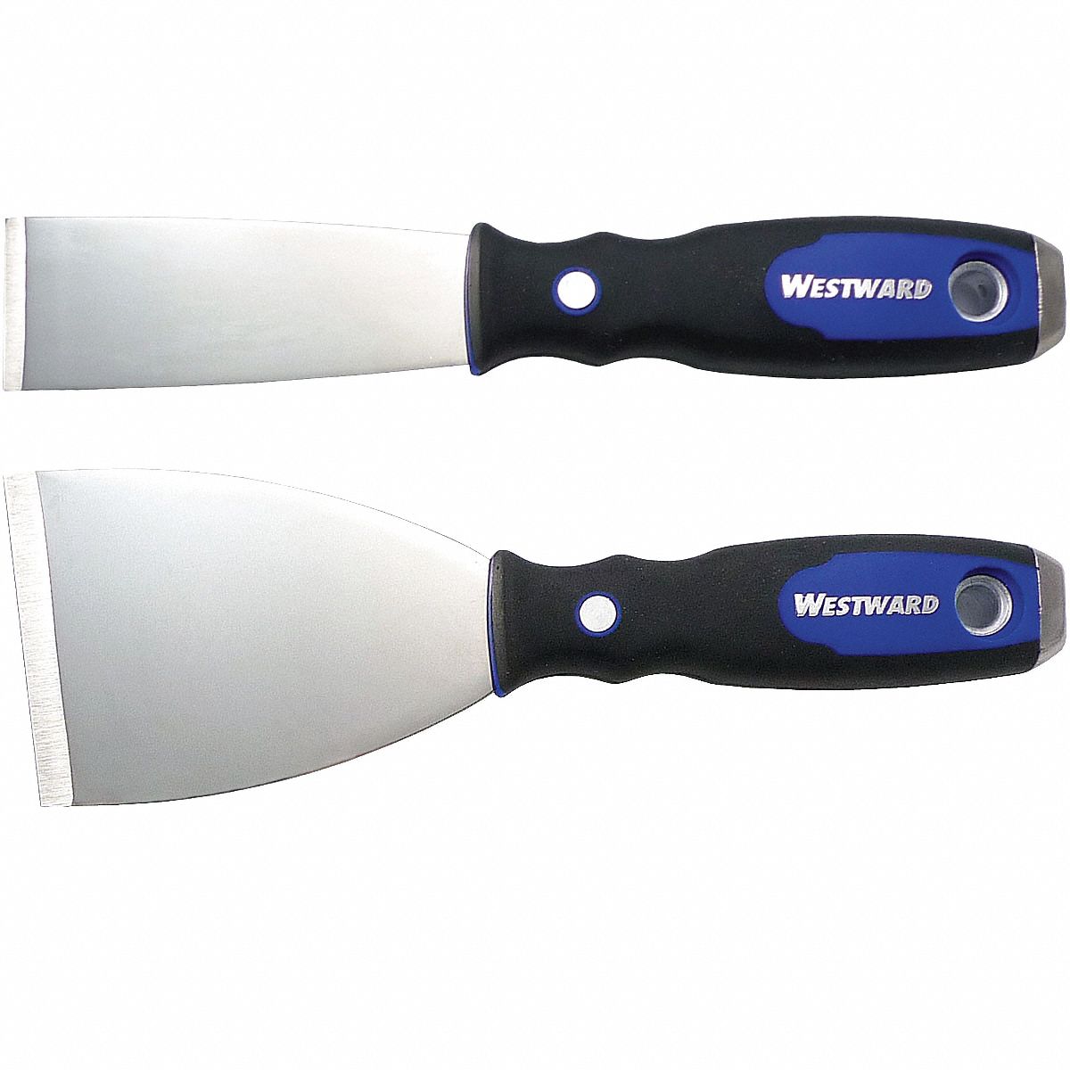 WESTWARD 2Piece Full Tang Stainless Steel Stiff Putty Knife Set, 1 1/2