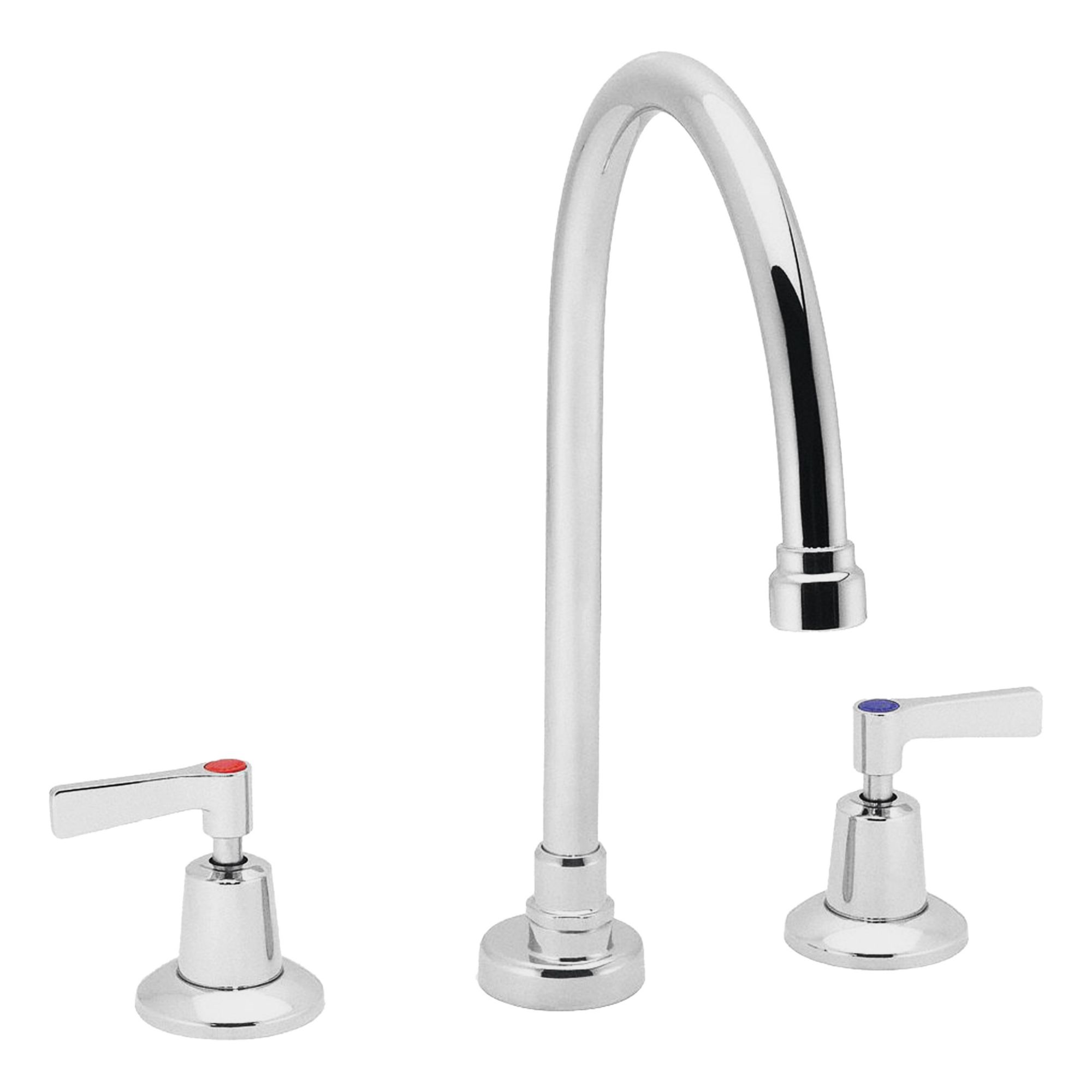 Gooseneck Bathroom Faucet: Commander, Brass, Polished Chrome Finish, 0.5 gpm Flow Rate, NPS