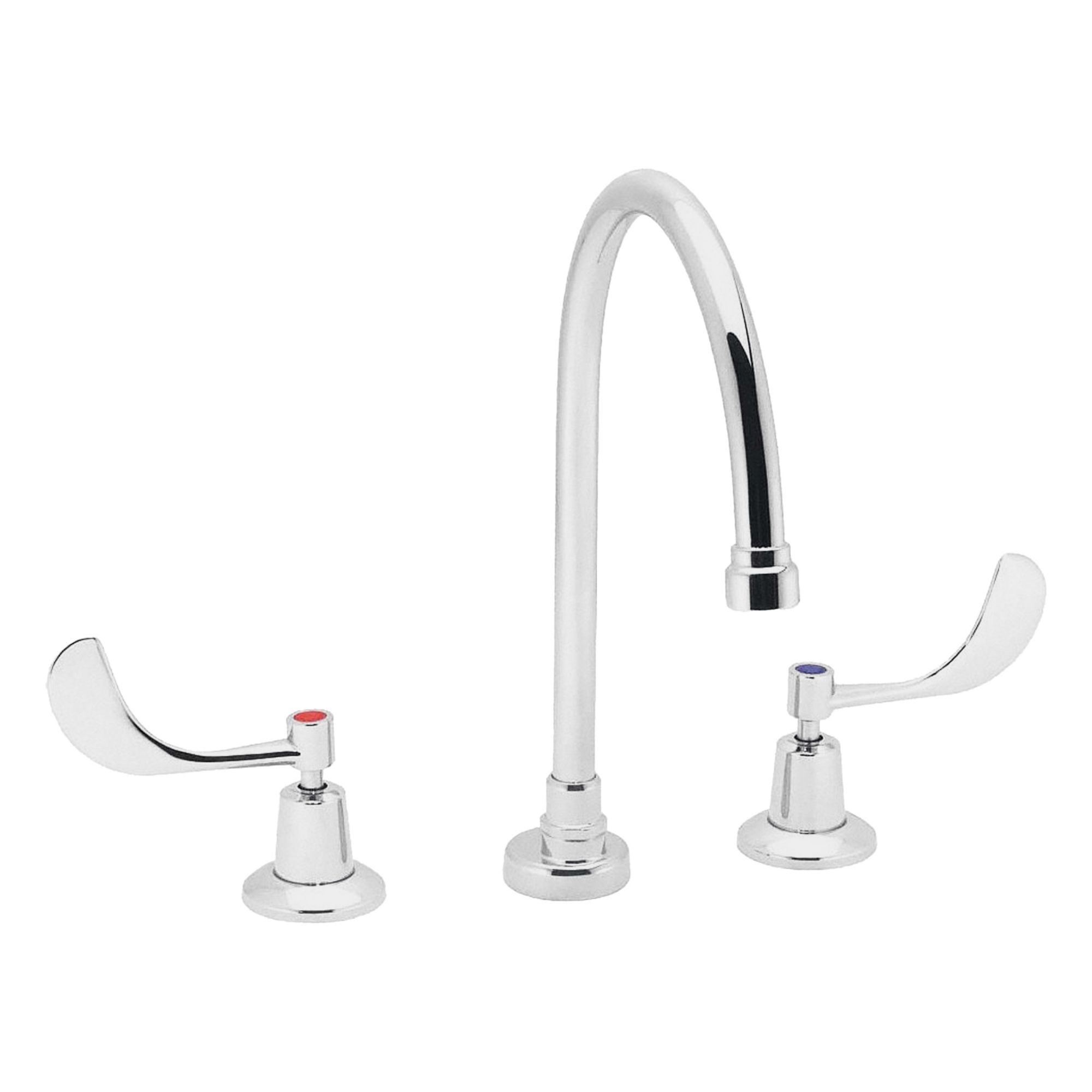 Gooseneck Bathroom Faucet: Commander, Brass, Chrome Finish, 0.5 gpm Flow Rate, Widespread