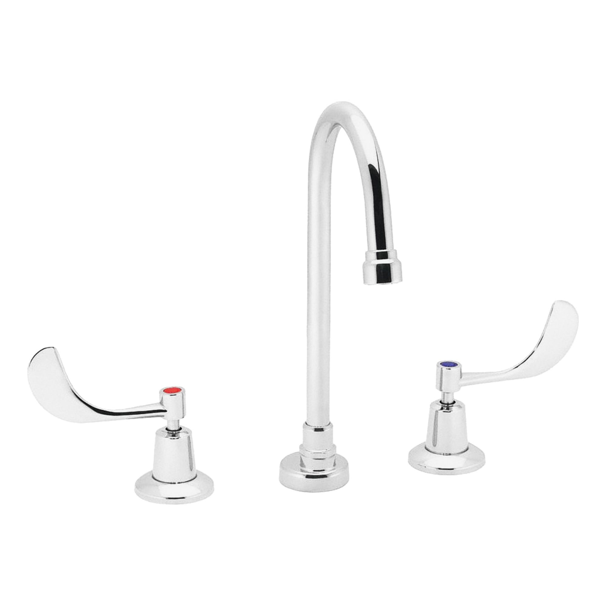 Gooseneck Bathroom Faucet: Commander, Brass, Polished Chrome Finish, 0.5 gpm Flow Rate