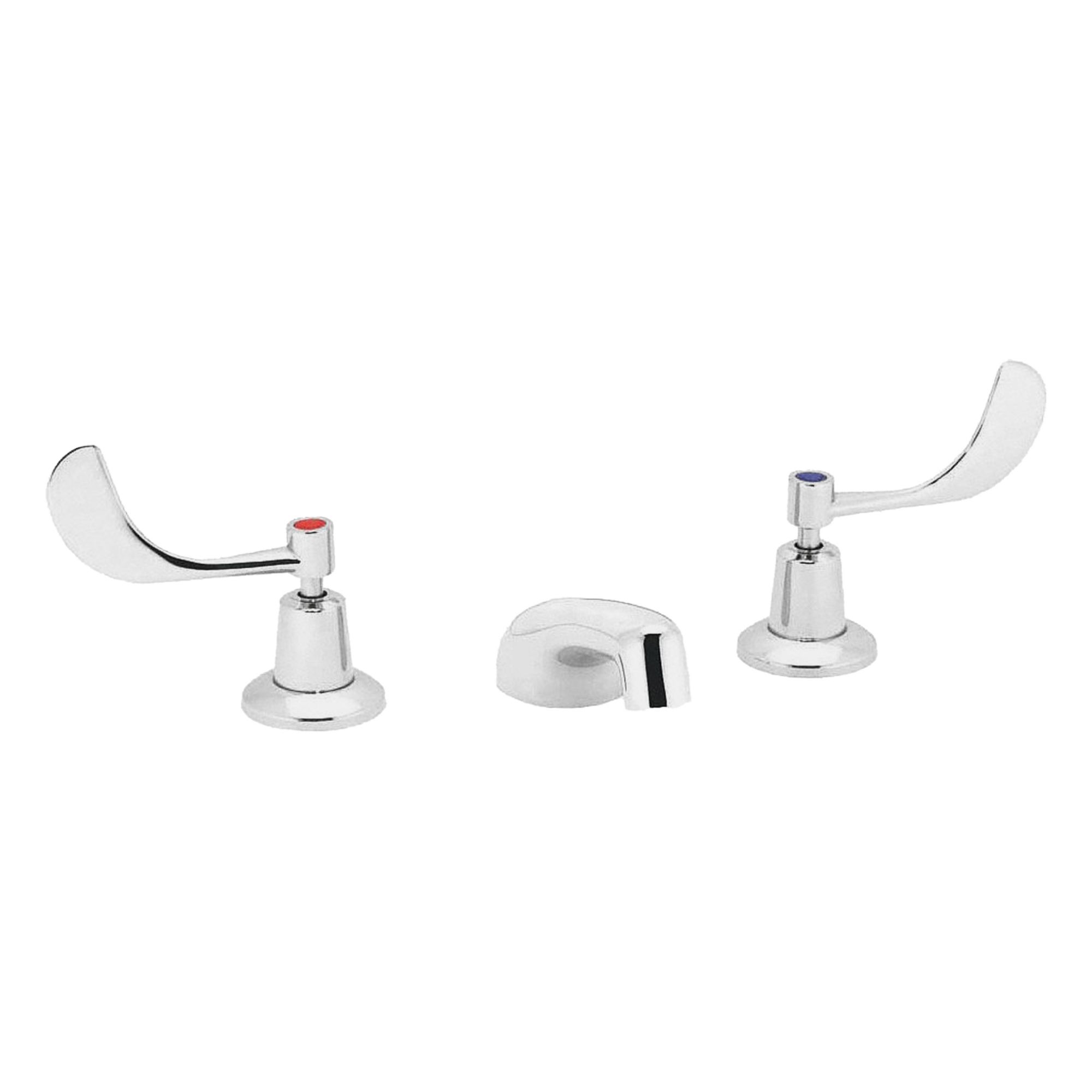 Low Arc Bathroom Faucet: Commander, Brass, Chrome Finish, 0.5 gpm Flow Rate, Widespread