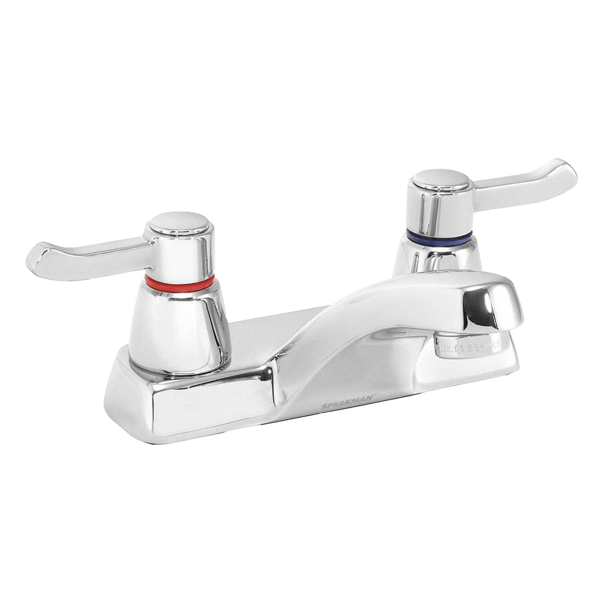 Low Arc Bathroom Faucet: Commander, Brass, Chrome Finish, 0.5 gpm Flow Rate, Centerset, Arc