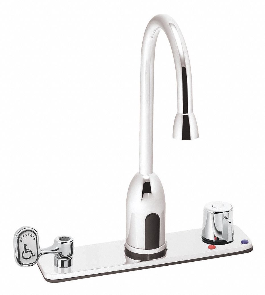 SPEAKMAN Chrome, Gooseneck, Bathroom Sink Faucet, Motion Sensor Faucet