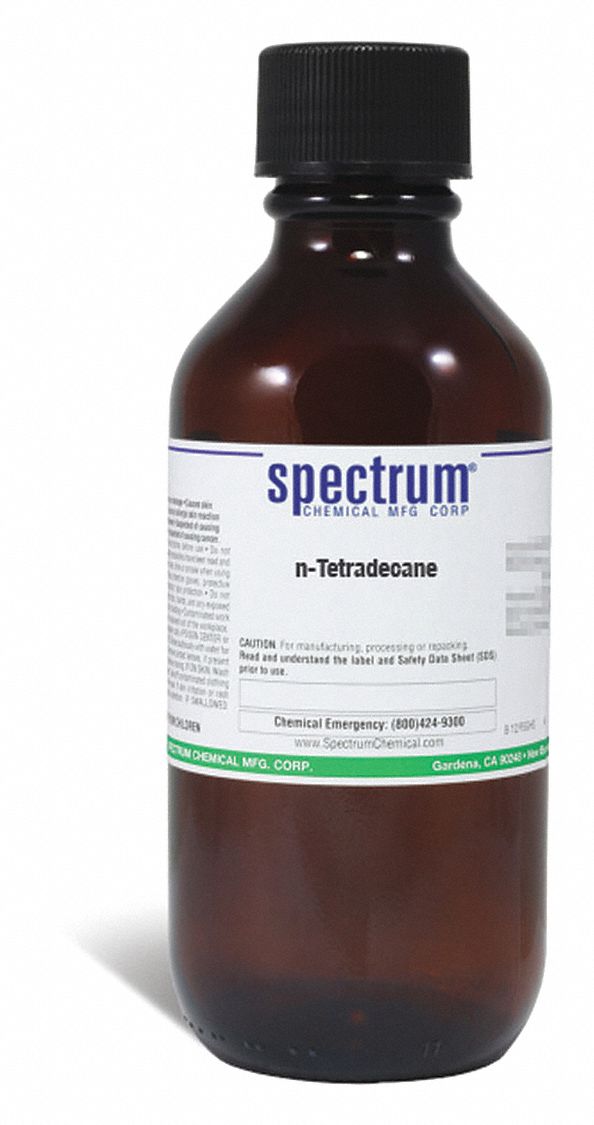 N-Tetradecane: 100% Concentration, 629-59-4, 198.39, C14H30, Amber Glass,  Bottle, Reagent, Solvents