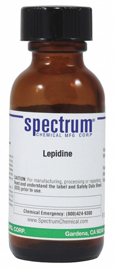 Lepidine, 25mL, CAS 491-35-0, Amber Glass