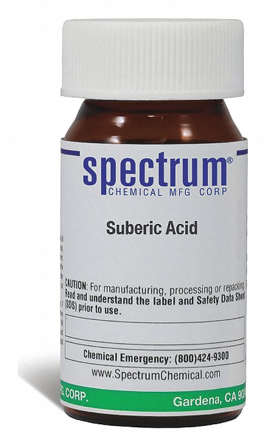 Suberic Acid, 5g, CAS 505-48-6, Amber Glass