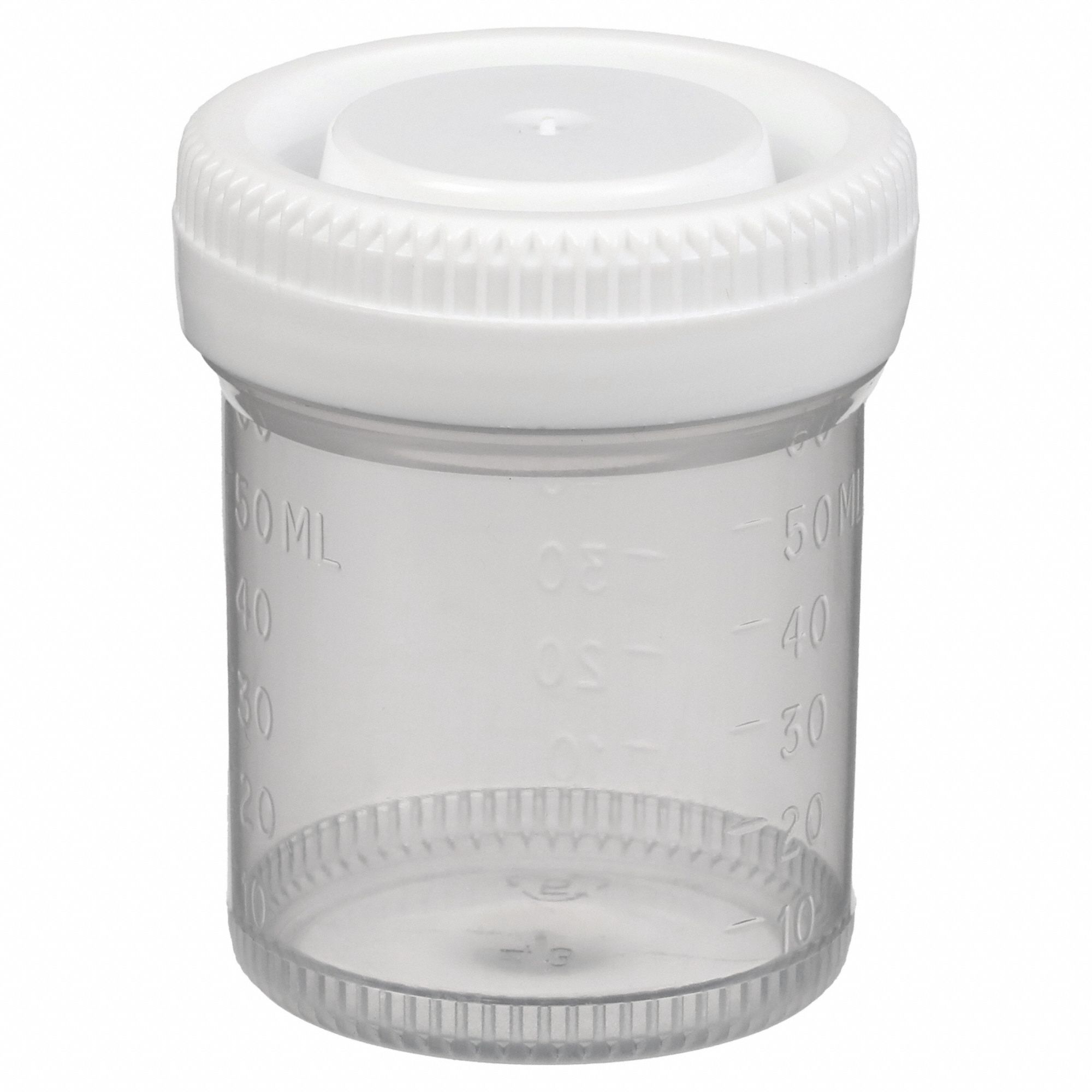 Airtight Jar: Polypropylene, 2 fl oz Capacity - oz, 60 mL Capacity - mL, 48 mm Body Dia, Round