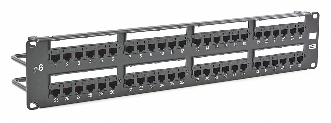 PATCH PANEL, 6, FLAT, STEEL, 48 PORTS, 110, 2 RACK UNITS, HP648