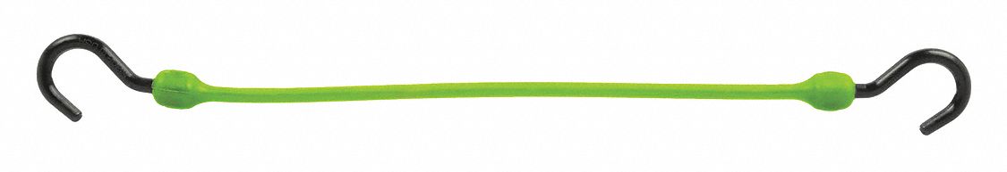 Bungee Cord: J-Hook, 2 1/4 in Hook Lg, Polyurethane, 18 in Lg, Green