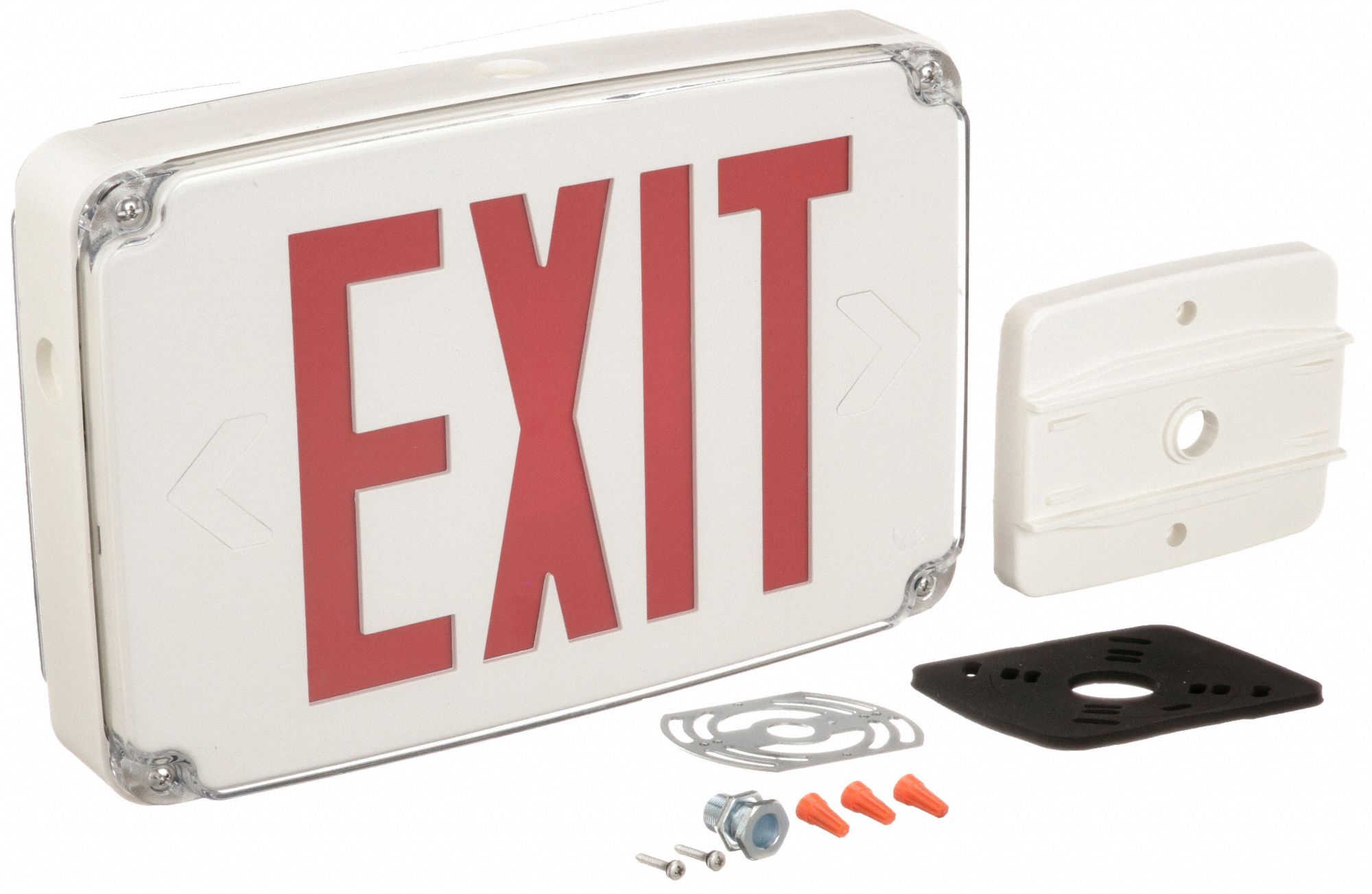 LITHONIA LIGHTING Exit Sign With Battery Backup, Red, 2 Faces, Plastic