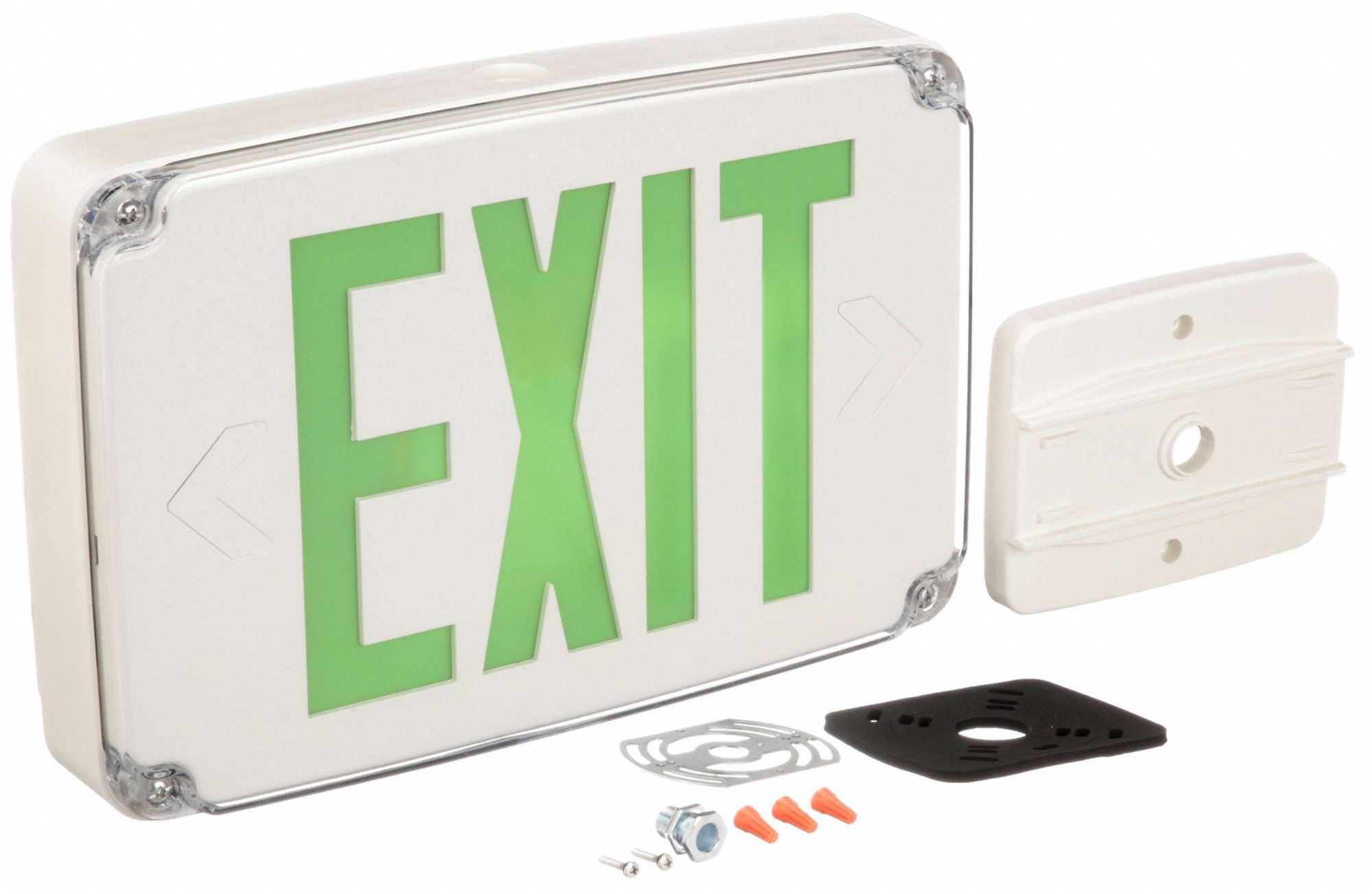 LITHONIA LIGHTING Exit Sign With Battery Backup, Green, 2 Faces