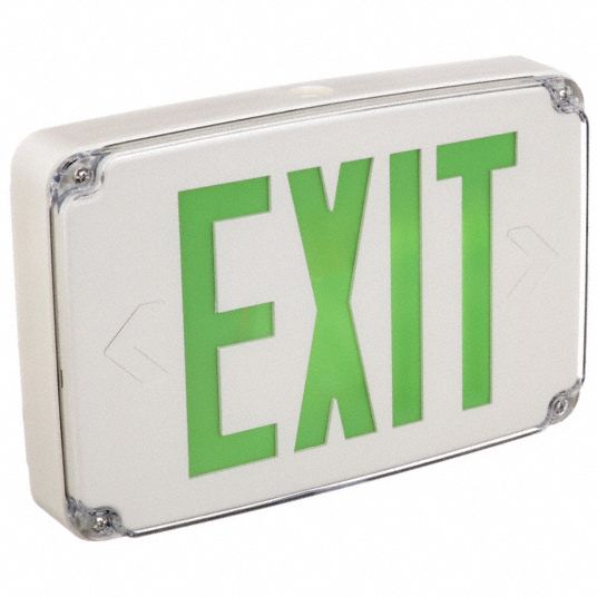 With Battery Backup, Green, Exit Sign - 46C215|WLTE W 1 G EL - Grainger