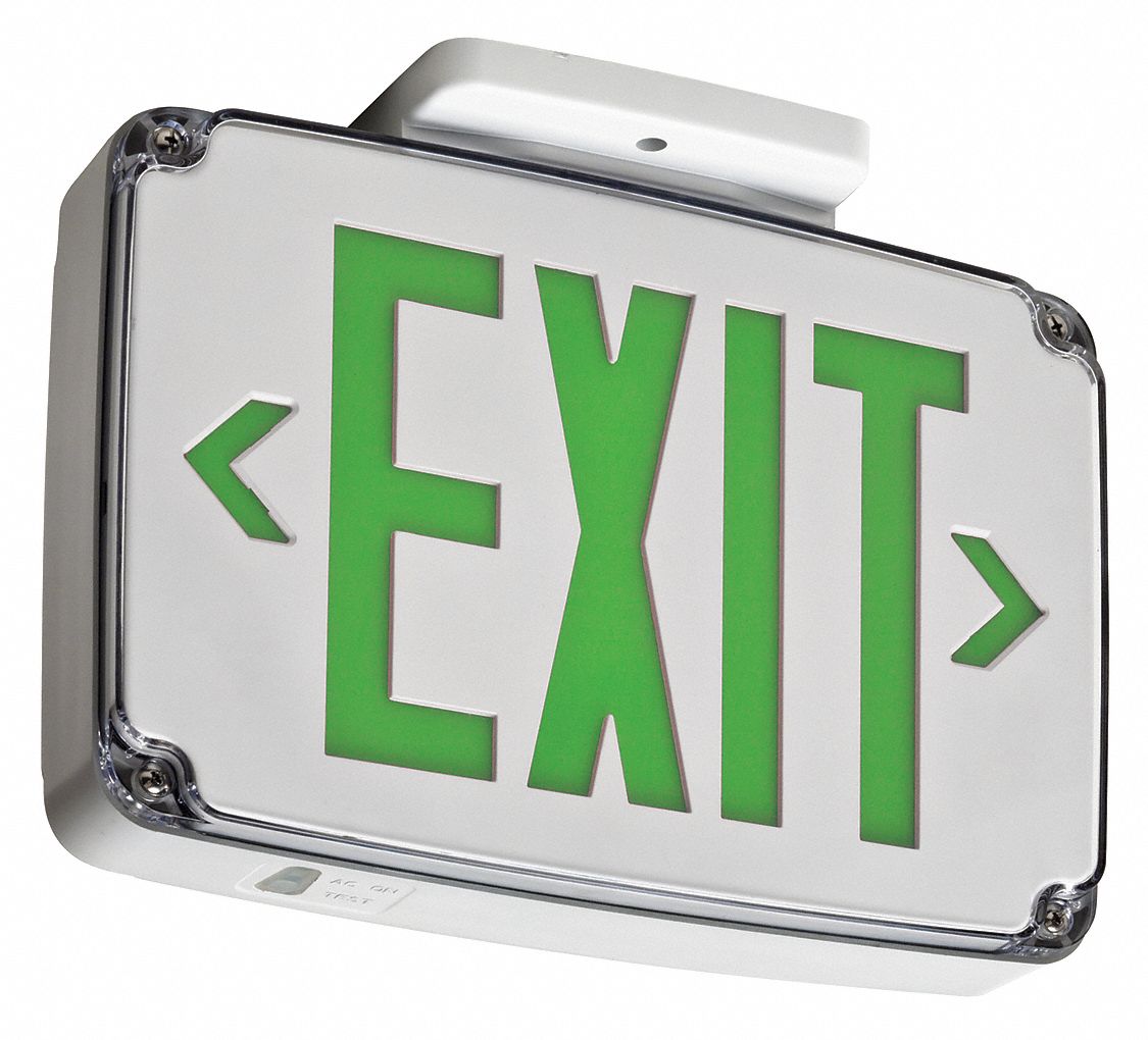 LITHONIA LIGHTING Exit Sign With Battery Backup, Green, 1 Faces