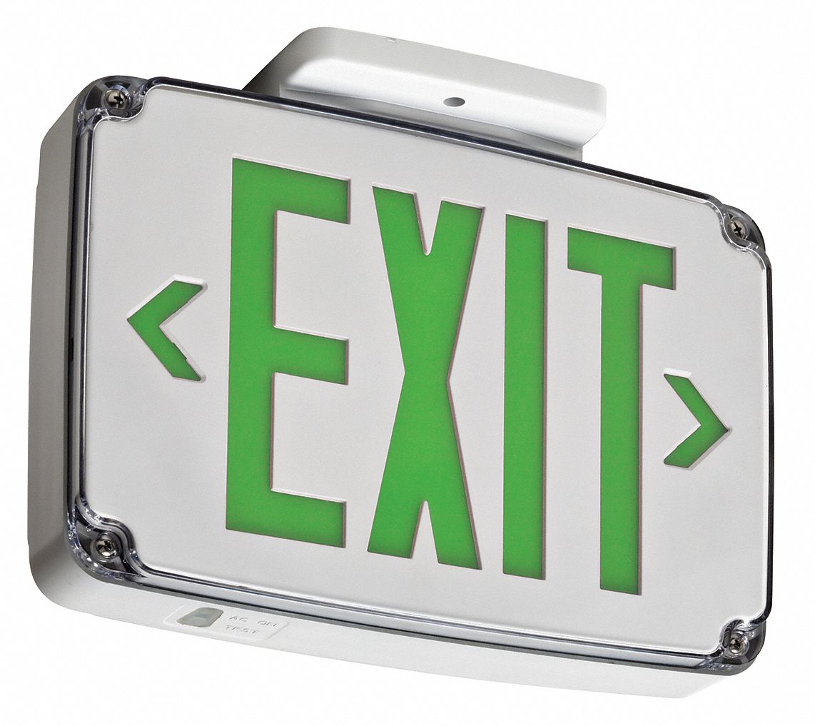 LITHONIA LIGHTING Exit Sign: Without Battery Backup, Green, 1 Faces ...