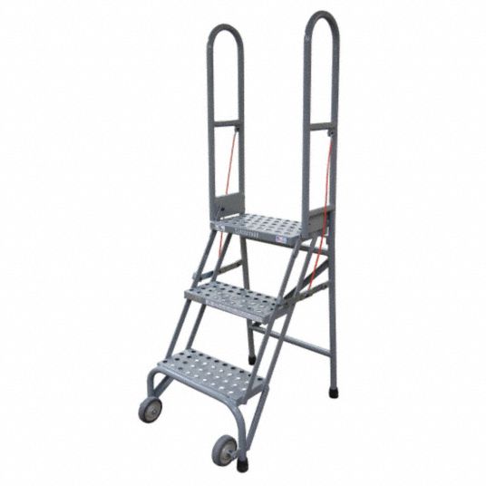 COTTERMAN Folding Rolling Ladder: 40 in Platform Ht, 10 in Platform Dp ...