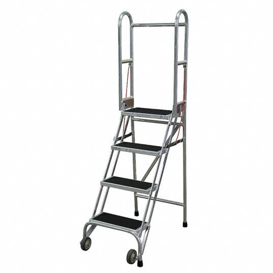 COTTERMAN Folding Rolling Ladder: 40 in Platform Ht, 10 in Platform Dp ...