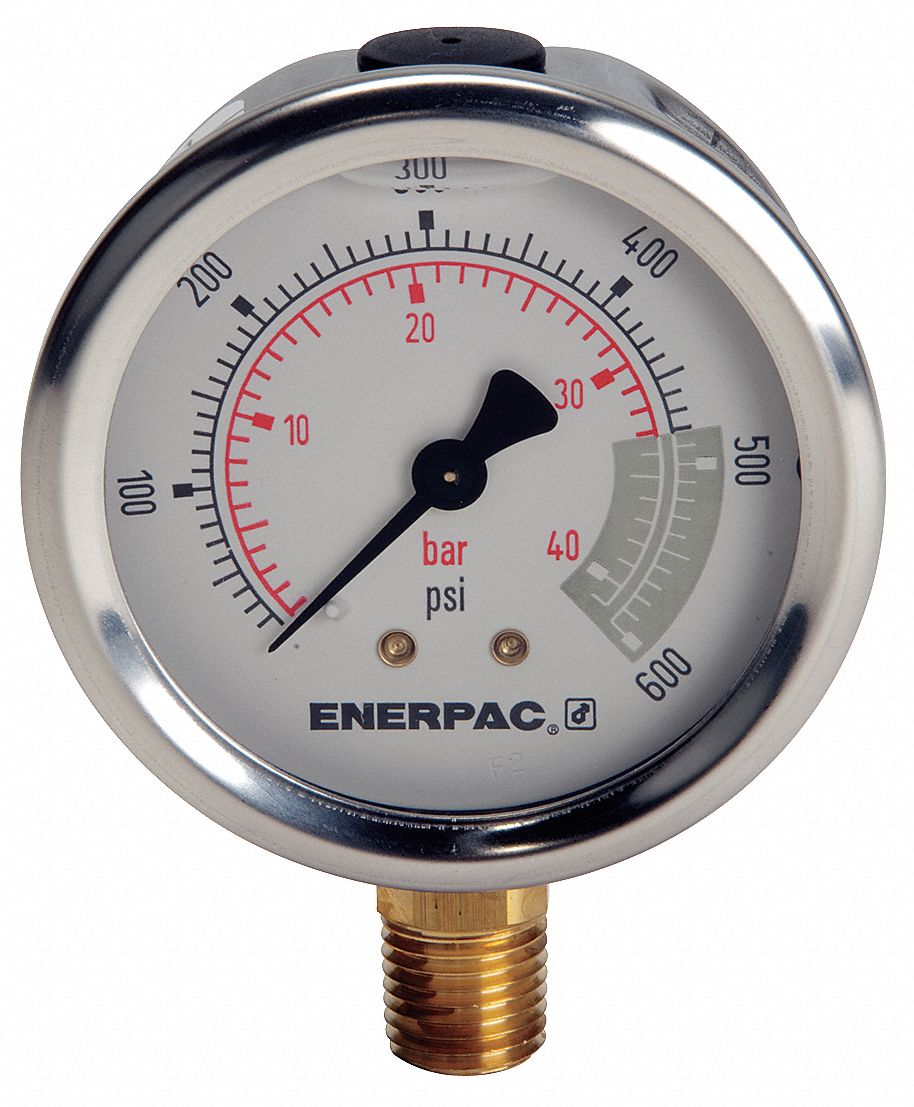 PRESSURE GAUGE,0 TO 600 PSI,2 1/2 IN