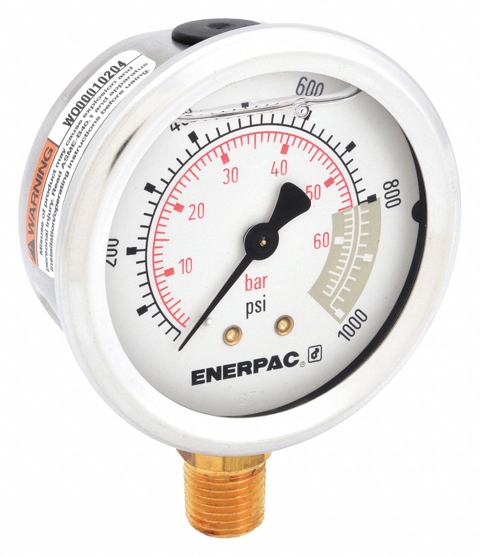 MANOMÈTRE,MONTAGE PAR LE BAS,REMPLI DE GLYCÉRINE,0-1000LB/PO2,1/4 PO,2 1/2 PO,INOX/CVR