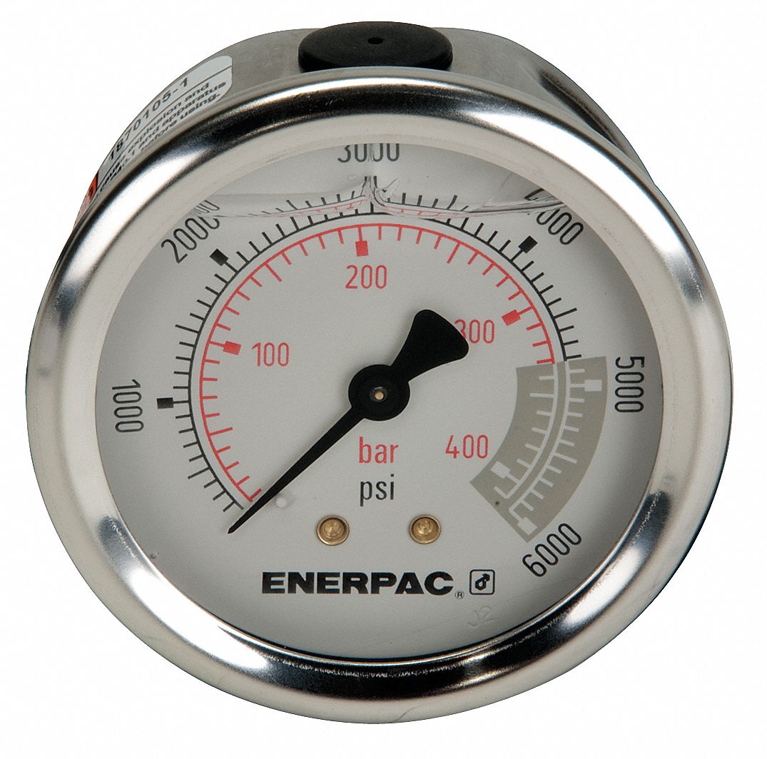 ENERPAC Hydraulic Cylinder Pressure Gauge 0 to 6,000 psi, 2 1/2 in