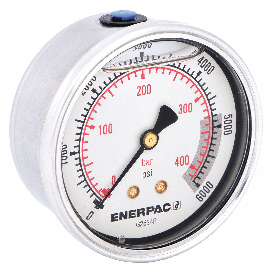ENERPAC, 0 to 6,000 psi psi, 2 1/2 in Dial, Hydraulic Cylinder Pressure