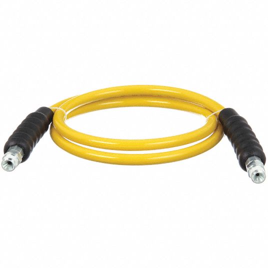 Hydraulic Hose Assembly: 3/8 in x 3/8 in Fitting Size, NPTF x NPTF, 1/4 in  Hose Inside Dia., Yellow