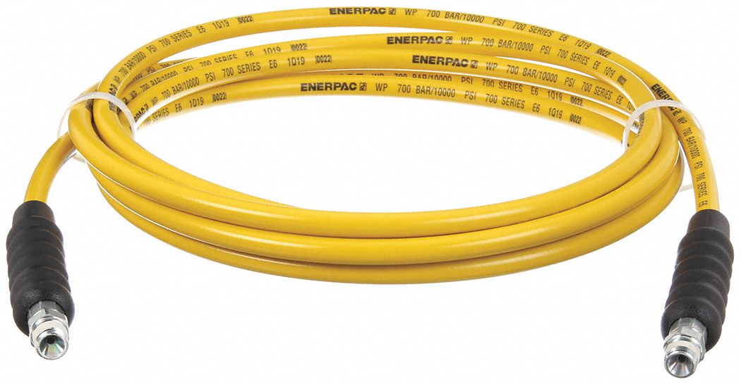 Hydraulic Hose Assembly: 1/4 in ID, NPTF x NPTF, 20 ft Lg, Yellow, 3/8 in x 3/8 in Fitting Size
