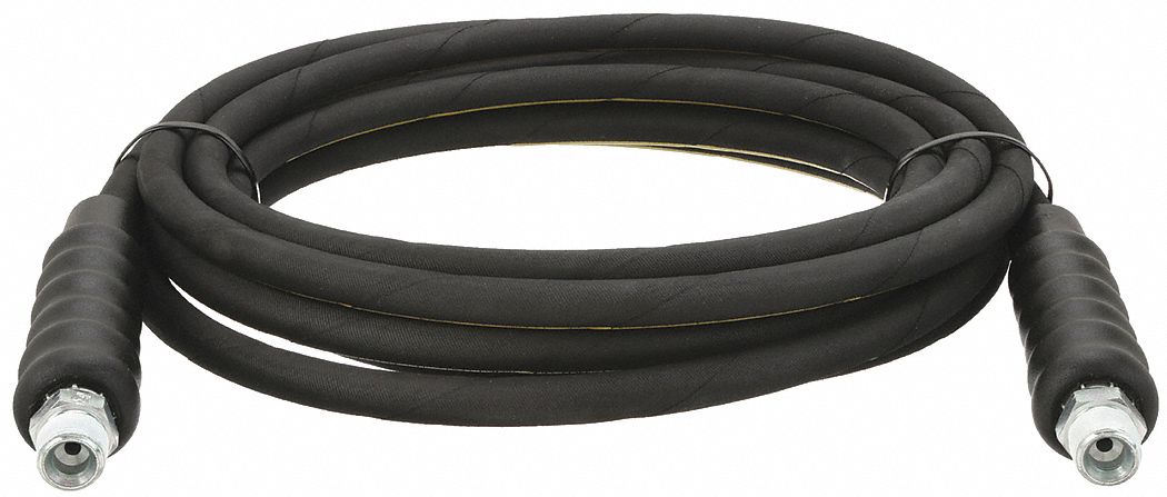 HYDRAULIC HOSE ASSEMBLY, ¼ IN ID, NPTF X NPTF, 30 FT L, BLACK, ⅜ X ⅜ IN FITTING