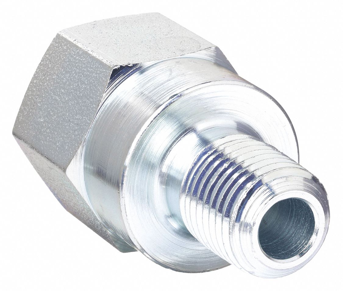 HYDRAULIC HOSE ADAPTER, ¼ X ⅜ IN FITTING, MALE X FEMALE, NPTF X NPTF, RIGID, STRAIGHT