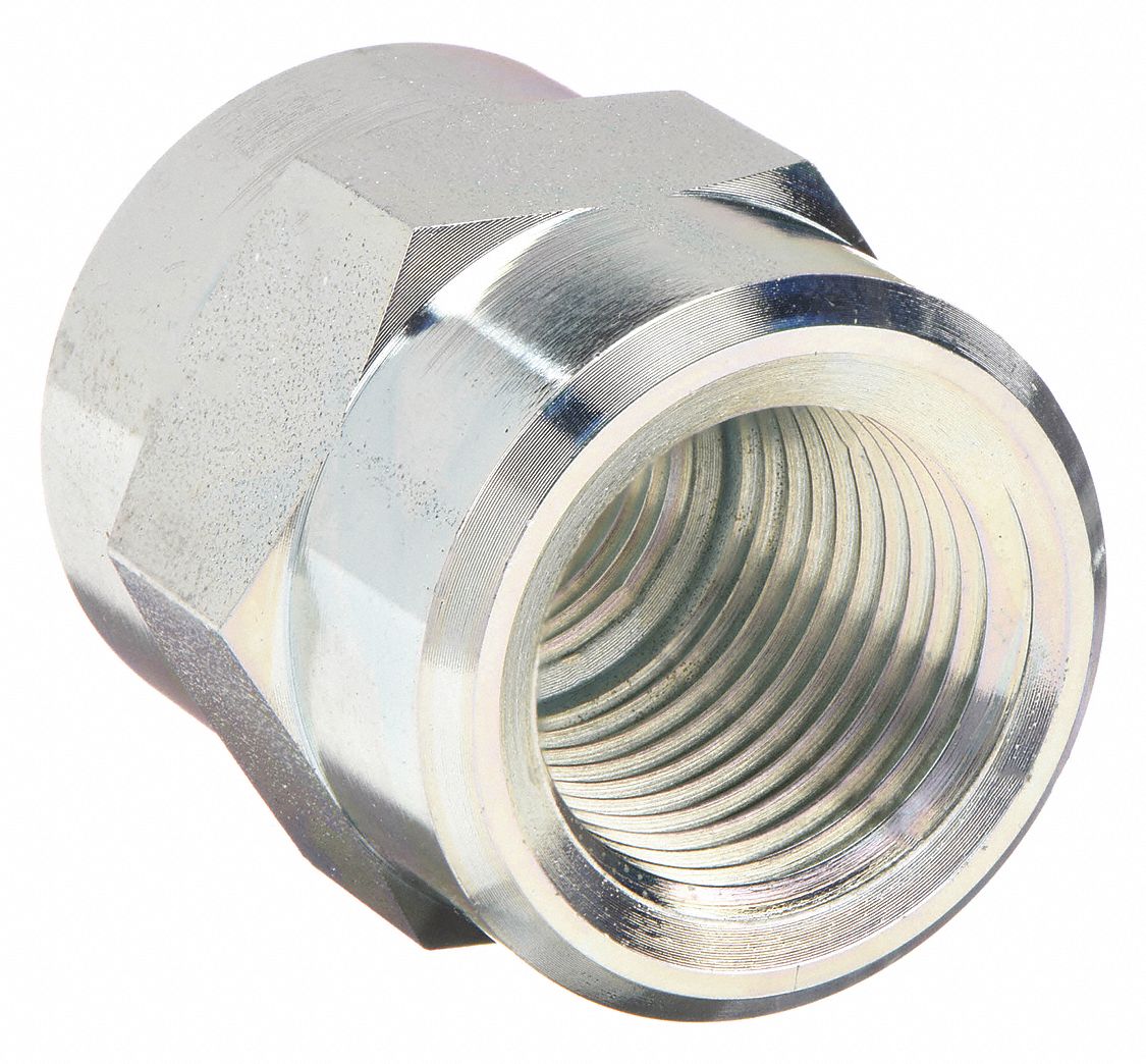 Hydraulic Hose Adapter: 3/8 in x 1/2 in Fitting Size, Female x Female, NPTF x NPTF x NPTF, Rigid