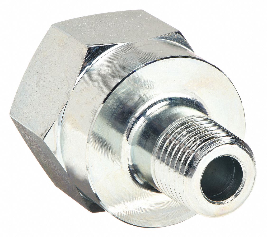 HYDRAULIC HOSE ADAPTER, ¼ X ½ IN FITTING, MALE X FEMALE, NPTF X NPTF X NPTF, RIGID