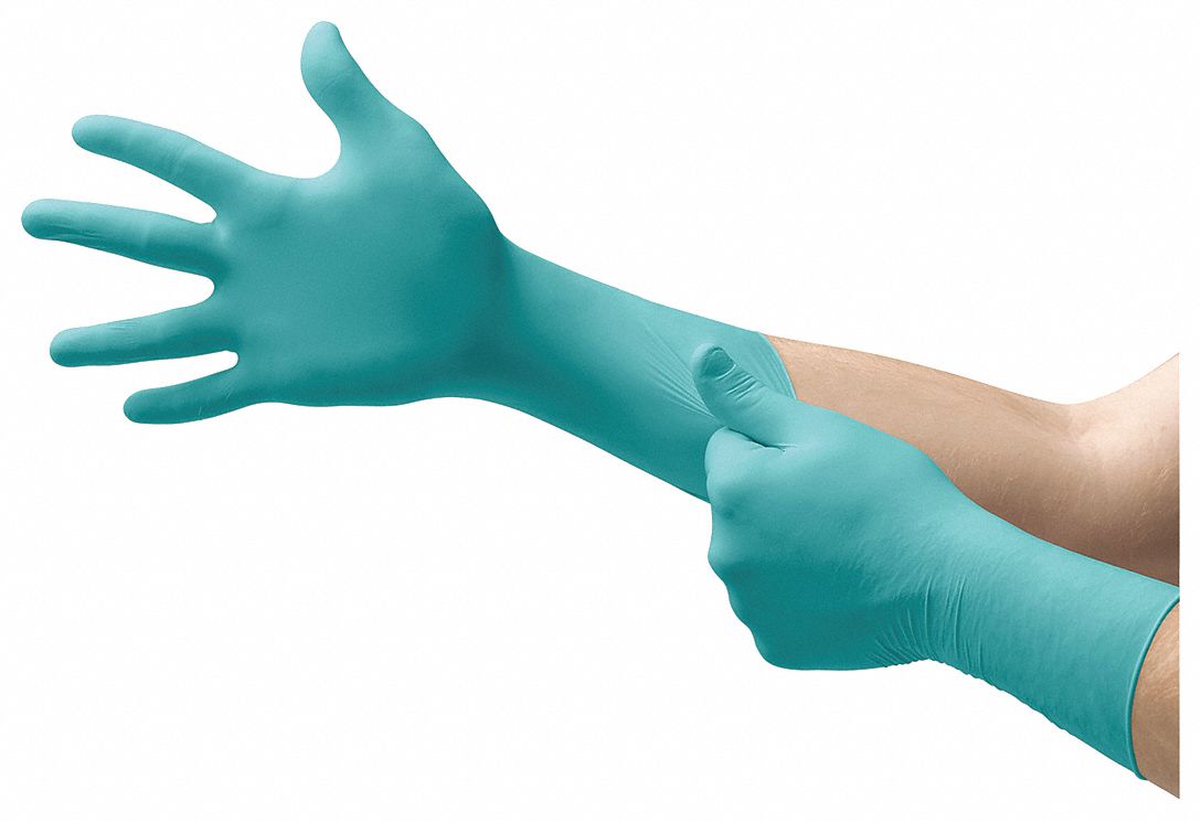 Disposable Gloves: ISO 5, Sterile, 5 mil, Nitrile, XL ( 10 ), Grain, Fingertips, Exam, 200 PK