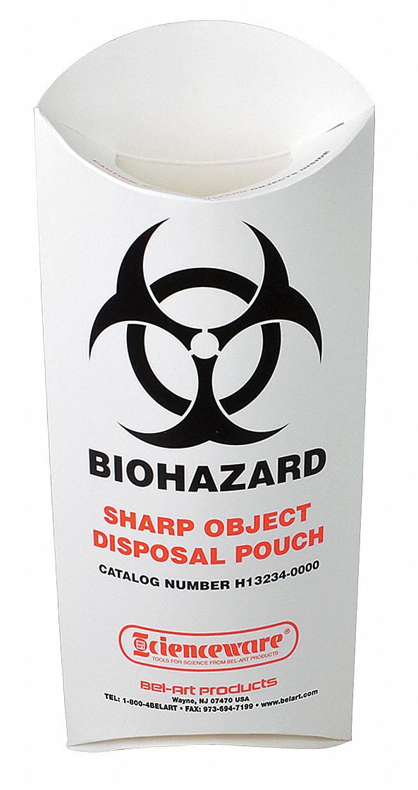 SP SCIENCEWARE Biohazard Sharp Object Safety Pouch: 0.15 gal Capacity
