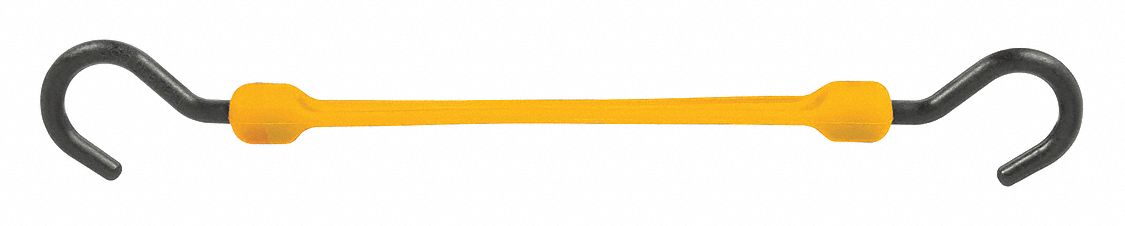 Bungee Strap: J-Hook, 2 1/4 in Hook Lg, Polyurethane, 1 1/2 in Wd, 12 in Lg, Yellow