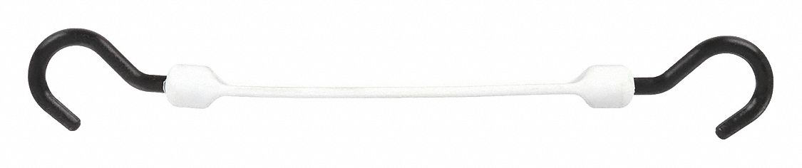 Bungee Strap: J-Hook, 2 1/4 in Hook Lg, Polyurethane, 1 1/2 in Wd, 12 in Lg, White