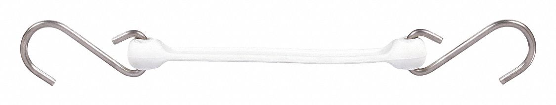 Bungee Strap: S-Hook, 3 in Hook Lg, Polyurethane, 1 1/2 in Wd, 12 in Lg, White