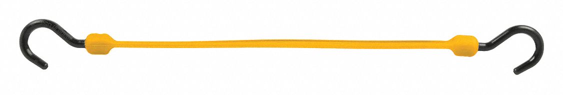 Bungee Strap: J-Hook, 2 1/4 in Hook Lg, Polyurethane, 1 1/2 in Wd, 18 in Lg, Yellow