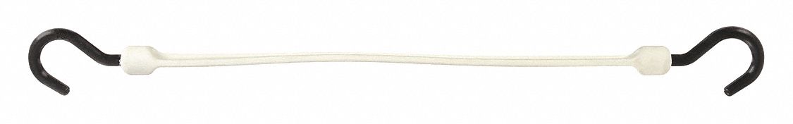 Bungee Strap: J-Hook, 2 1/4 in Hook Lg, Polyurethane, 1 1/2 in Wd, 18 in Lg, White