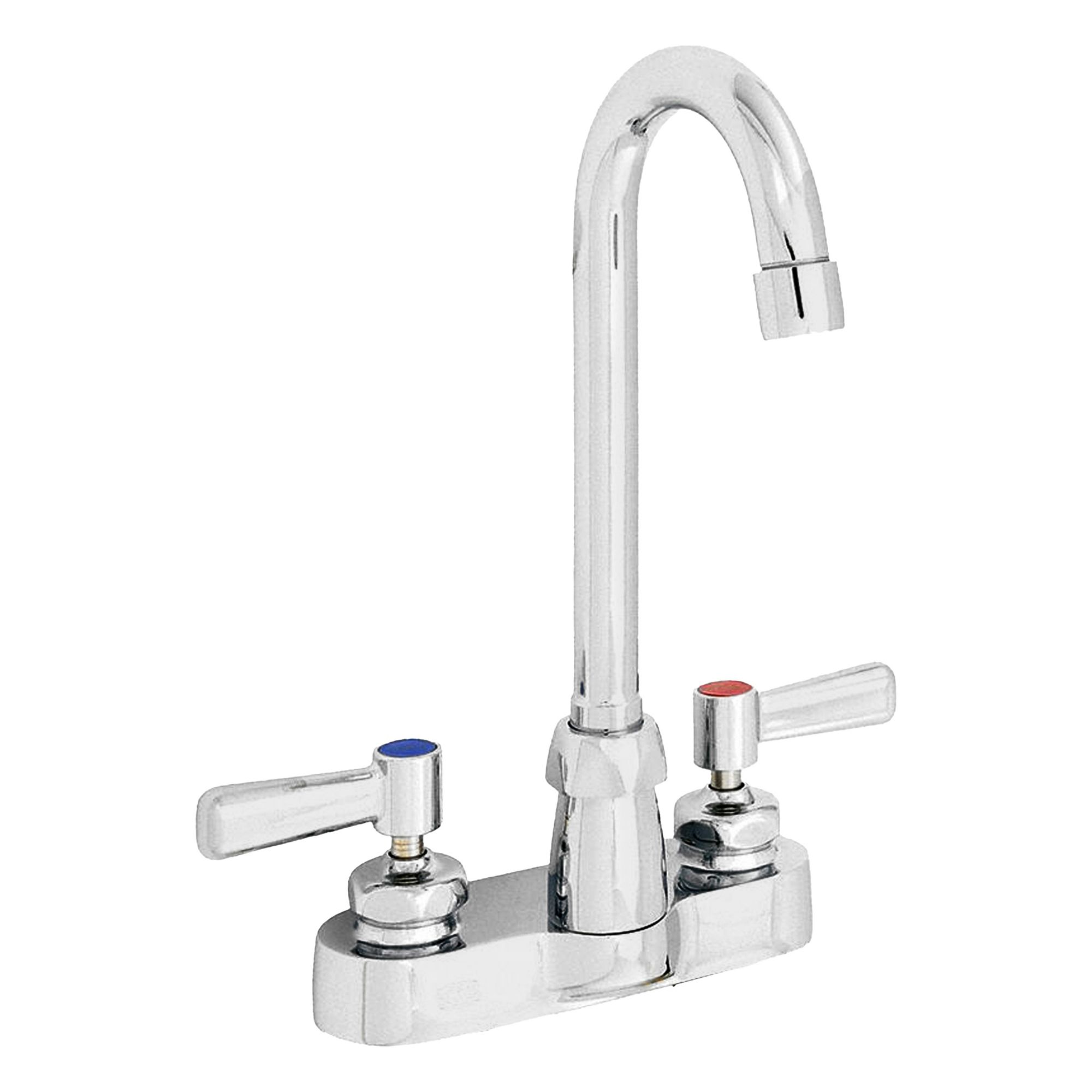 Gooseneck Bathroom Faucet: AquaSpec®, Brass, Chrome Finish, 0.5 gpm Flow Rate, Centerset, Lever
