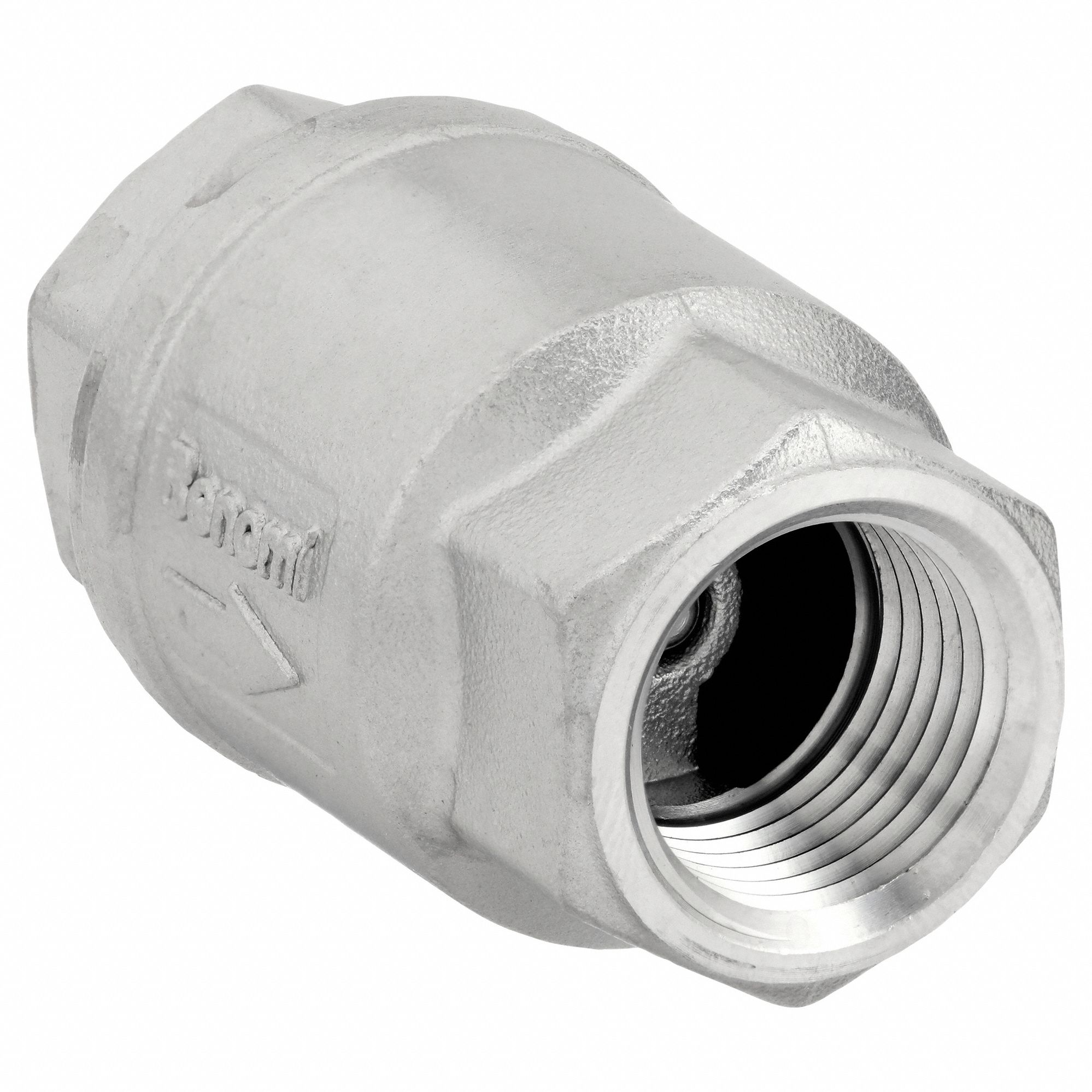 CHECK VALVE, SWING, INLINE VALVE BODY, ½ IN PIPE, FNPT X FNPT, 316 STAINLESS STEEL