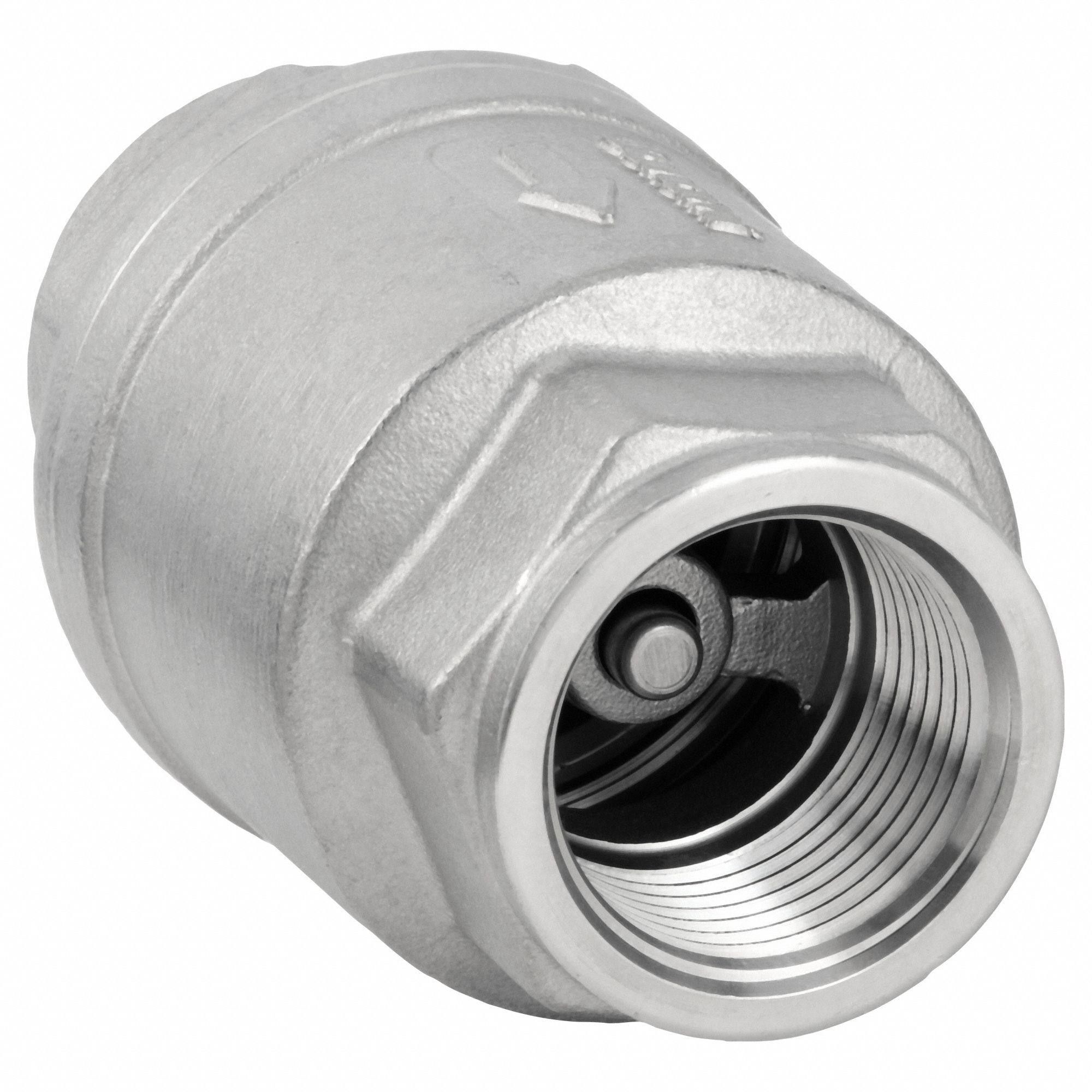 CHECK VALVE, SWING, INLINE VALVE BODY, ¾ IN PIPE, FNPT X FNPT, 316 STAINLESS STEEL