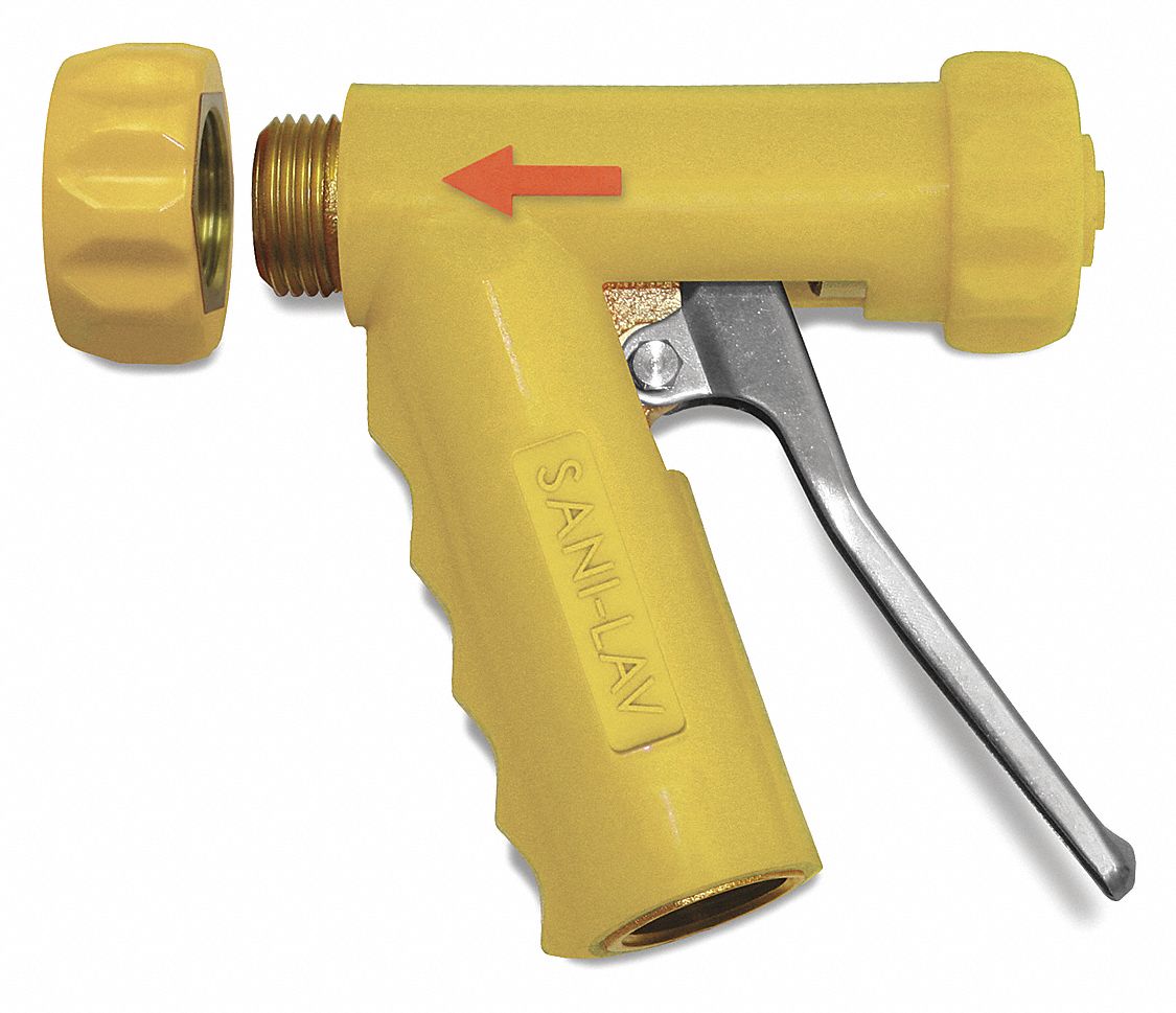 Spray Nozzle: 3/4 in Connection Size, GHT, Brass/Stainless Steel, 5 1/4 in Overall Lg